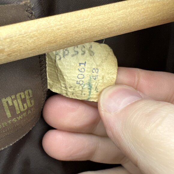 Vintage Rice Men 42 Brown Cabretta Leather 70s Jacket Coat Lined Sheepskin - Picture 11 of 12